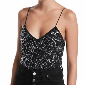 Alice + Olivia Black Bodysuit with Silver Embellishments
